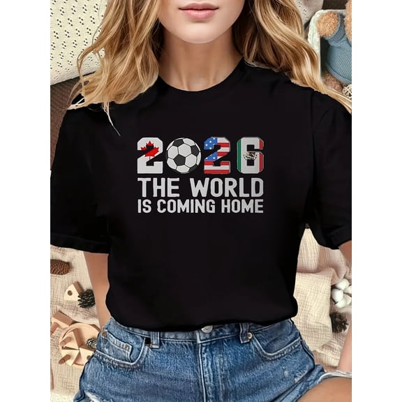Retro 2026 Soccer Tournament Graphic Tee - North America United USA Canada Mexico Football Fan T-Shirt - Comfortable Cotton Sporty Apparel for Men and Women