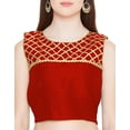 thumbnail image 3 of eloria Women's Gottapati Design Art Silk Sari Top Summer Casual Boat Neck Blouse Color : Red, Size : 38, 3 of 6