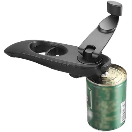 RSVP International Manual Can Opener – Gear-Driven Blade, Built-In Bottle Opener, Comfort Grip Handles, Black