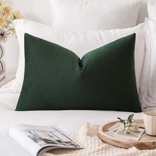 Funda de almohada decorativa MIULEE de terciopelo, 30 x 61 cm, color verde militar