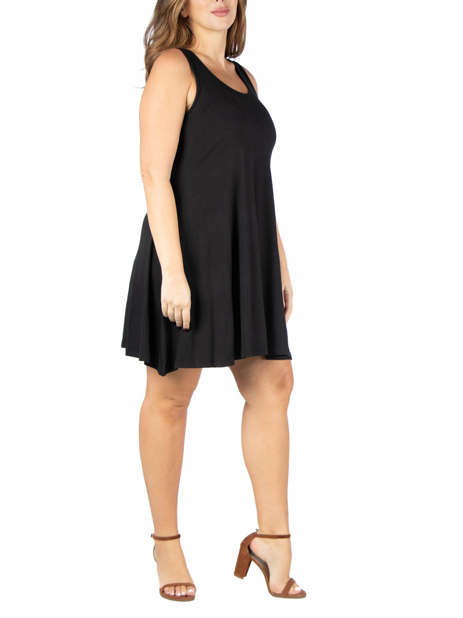 24seven Comfort Apparel Plus Size Fit and Flare Knee Length Tank Dress