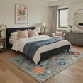 thumbnail image 2 of 5x7 Washable Rugs for Living Room Non Slip Low Pile Lightweight Indoor Vintage Floral Print Area Rugs for Bedroom, Farmhouse Decor, Dusty Blue, 2 of 5