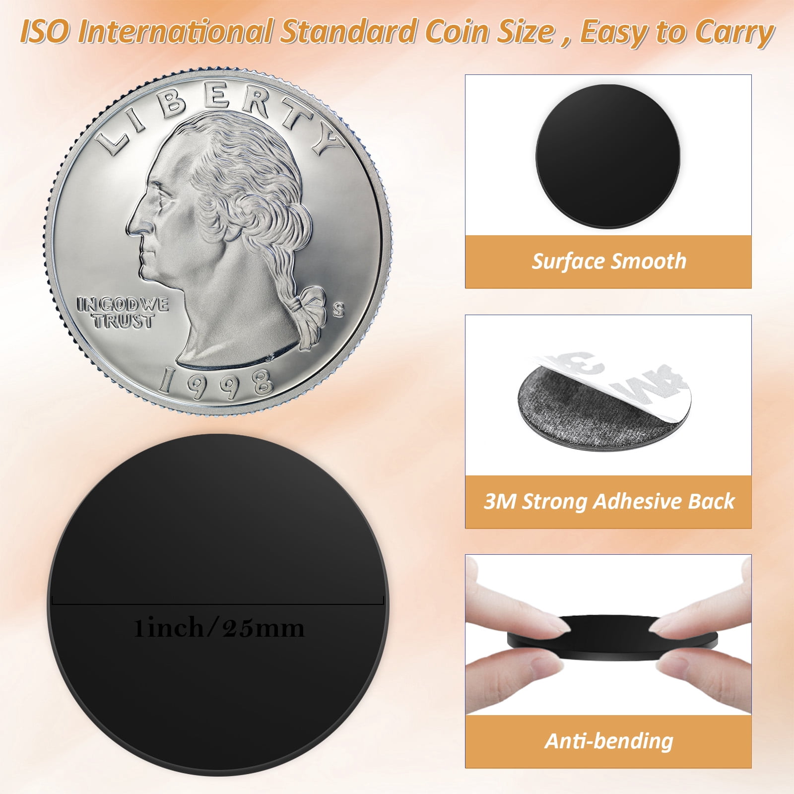 200PCS NFC Stickers Tags, 25mm Rewritable NTAG215 Blank NFC Cards with Adhesive Back, 504 Bytes Memory NFC Coin Card Chip for NFC Enabled Devices Phone Calls Automatically Commands, Black