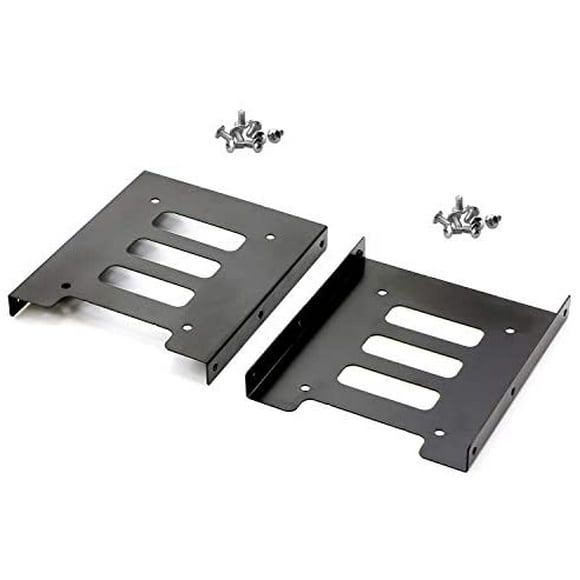 Pasow 2 Pack 2.5" to 3.5" SSD HDD Hard Disk Drive Bays Holder Metal Mounting Bracket Adapter for PC (Bracket)