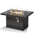 thumbnail image 6 of RADIATA 43" Wicker Propane Fire Pit Table, 60000 BTU Outdoor Rectangle Gas Firepit with Wind Guard, Glass Rocks & Cover, CSA Certified Patio Fire Table for Backyard Deck Garden, Gray, 6 of 8