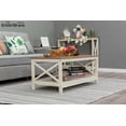 thumbnail image 3 of Farmhouse Coffee Table with Storage, Square Modern Center Table with Shelf for Living Room, Rustic Wood Look Cocktail Table, Easy Assembly, Ivory+Oak, 3 of 7