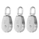 thumbnail image 1 of 3Pcs Single Pulley Block Set 400kg Bearing Stainless Steel Pulley Roller for Lifting Boat Deck Towing, 1 of 4