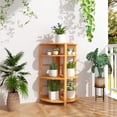 thumbnail image 4 of Gymax 4-Tier Corner Shelf w/ Rubber Wood Frame Anti-Toppling Kit Home Office Natural, 4 of 10