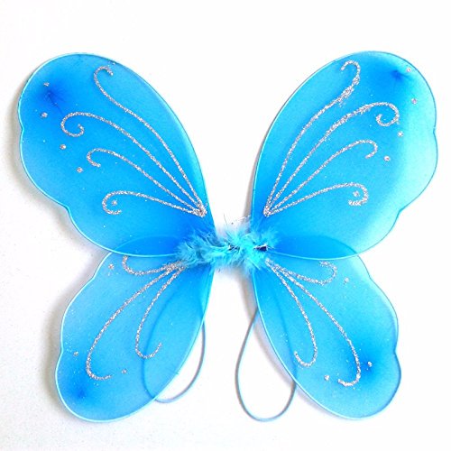 Dushi Girls Butterfly Craze Fairy Wings for Fairy Costumes Party Favor (Blue) ?