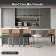 thumbnail image 6 of Hawsaiy Rattan Bar Stools Set of 6, 26" Counter Height Bar Stools with Solid Wood & Cane Back, Upholstered Velvet Kitchen Island Stools with Chrome Metal Legs & Footrest, Black, 6 of 7