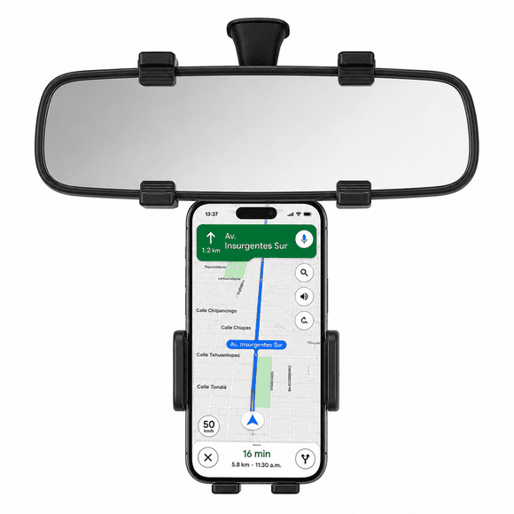 Soporte Celular para Retrovisor de Auto | Porta Teléfono Ajustable 270° | Soporte GPS para Navegación y Llamadas Manos Libres | Compatible con iPhone y Android