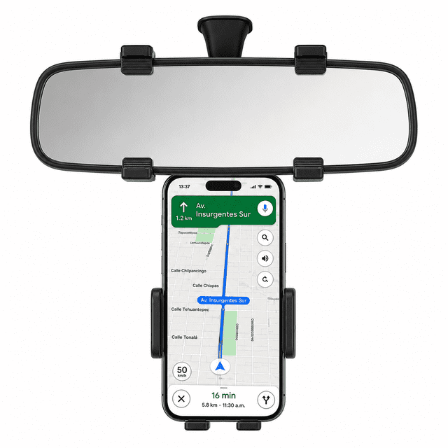 Soporte Celular para Retrovisor de Auto | Porta Teléfono Ajustable 270° | Soporte GPS para Navegación y Llamadas Manos Libres | Compatible con iPhone y Android