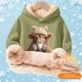 thumbnail image 4 of Big Girls Hoodies with Print Designs Long Sleeved Sweatshirt Tops Size 9-10T , Green, 4 of 5