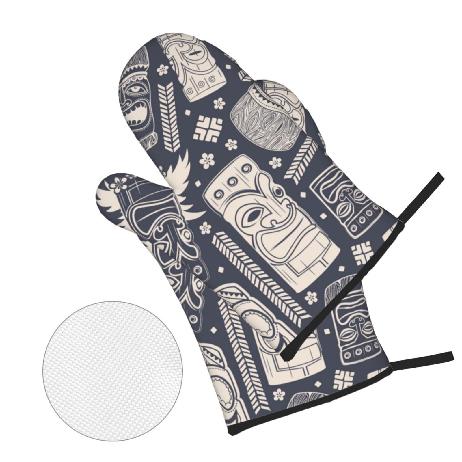 Vintage Tiki Vintage Hawaii 4Pcs Oven Mitts and Pot Holders Sets Oven Kitchen Gloves Hot Pads for Cooking BBQ Baking Grilling