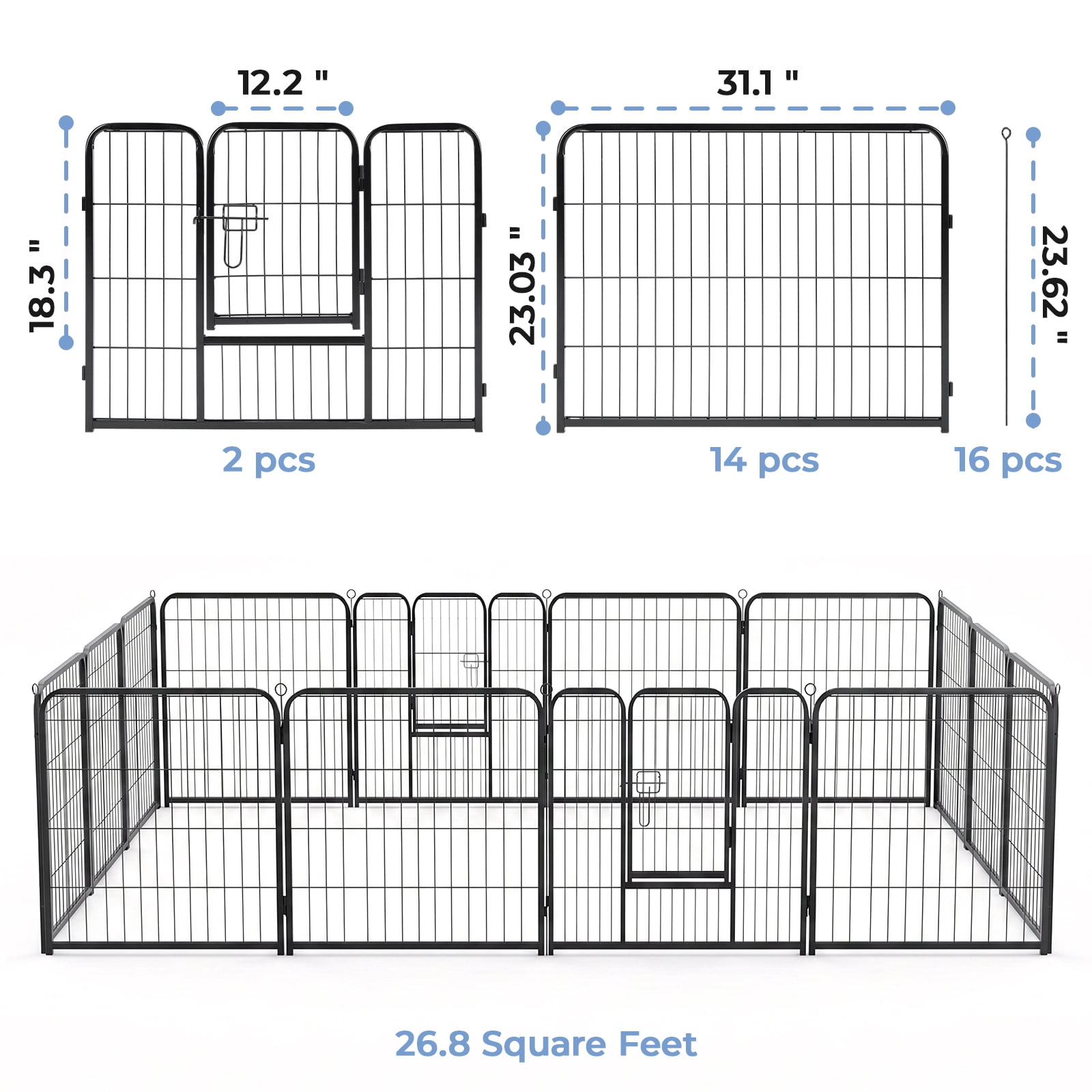 Alvantor Metal Exercise Pen with Door for Dogs and Small Animals