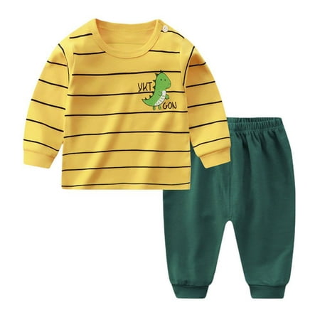 

Promotion!Autumn Spring Baby Boys Girls Sweatsuit Pajamas Set Long Sleeve Pullover Sweatshirt+Pants Sleepwear Cartoon Dinosaur Loungewear