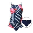 thumbnail image 6 of OKBOP Tankinis,Strapless Bikini Conservative Print Strappy Back Tankini Set Two Piece Swimdress Push Up Swimsuits for Women Summer Clearance, 6 of 9