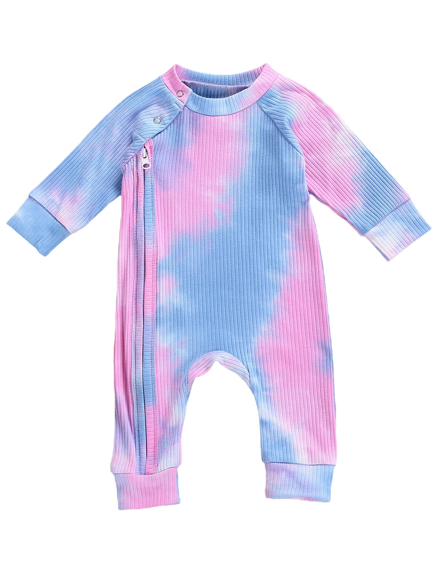 Infant Baby Girl Boy Tie-dye Footless Pajama One Pieces Long-Sleeve Jumpsuit Newborn Onesie Bodysuit 0-24M Unisex Baby