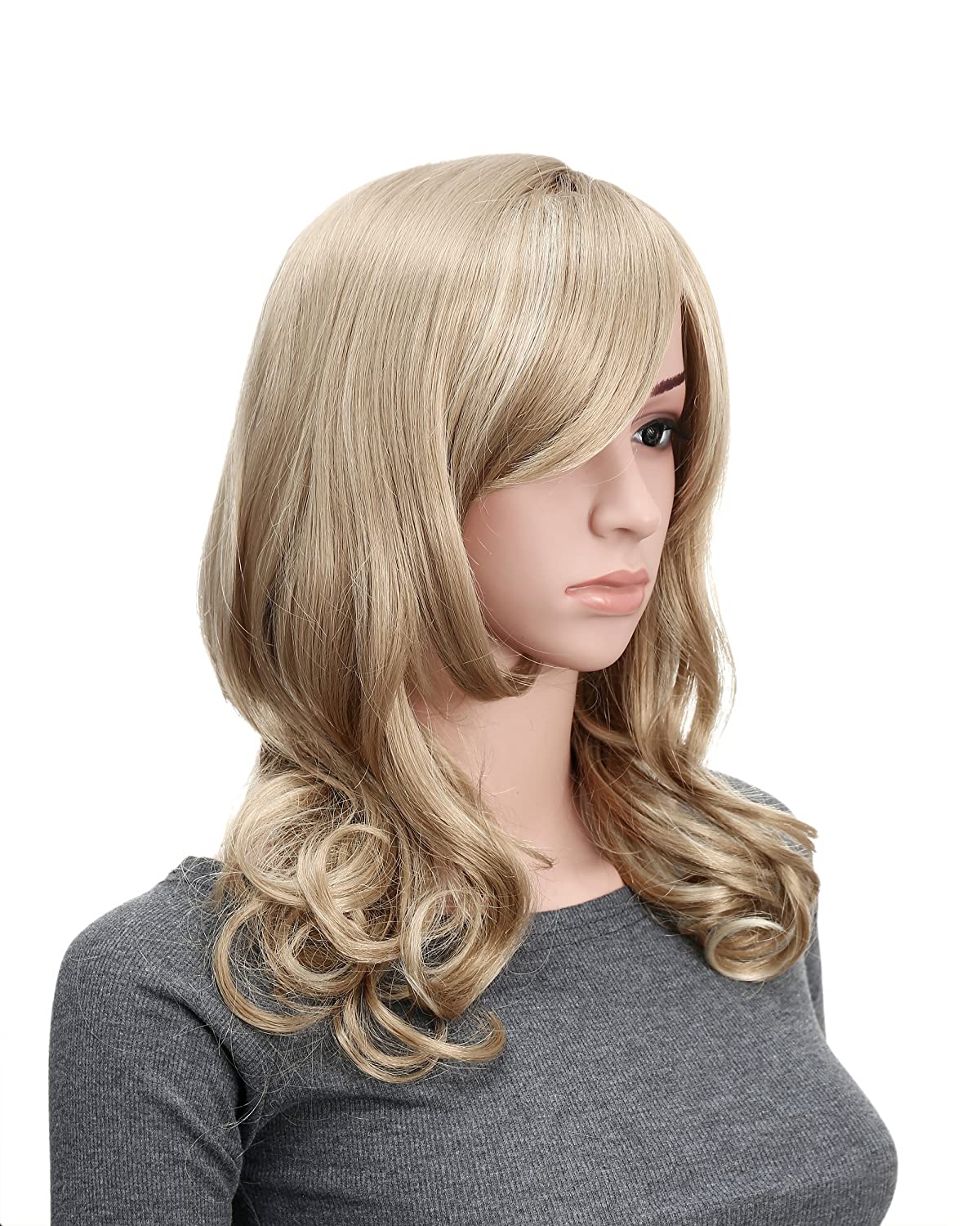 Onedor Full Head Beautiful Long Curly Wave Stunning Wig Charming Curly Costume Wigs with Fringe (24H613 Blonde Highlights) - image 2 of 6