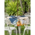 thumbnail image 2 of Outdoor Tablecloth with Umbrella Hole and Zipper, Teal Golden-Yellow Pumpkins Fall Round Table Cloth 54 Inch Waterproof Tablecloth, Thanksgiving Leaves Botanical Picnic Table Cover for Patio Camping, 2 of 7