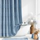 thumbnail image 1 of Dynamene Cortina de ducha de tela azul claro de luna, cortina de ducha de chenilla a rayas para baño, moderna casa de campo, estilo shabby chic, impermeable, juego de cortina de ducha con gancho, lava, 1 of 5