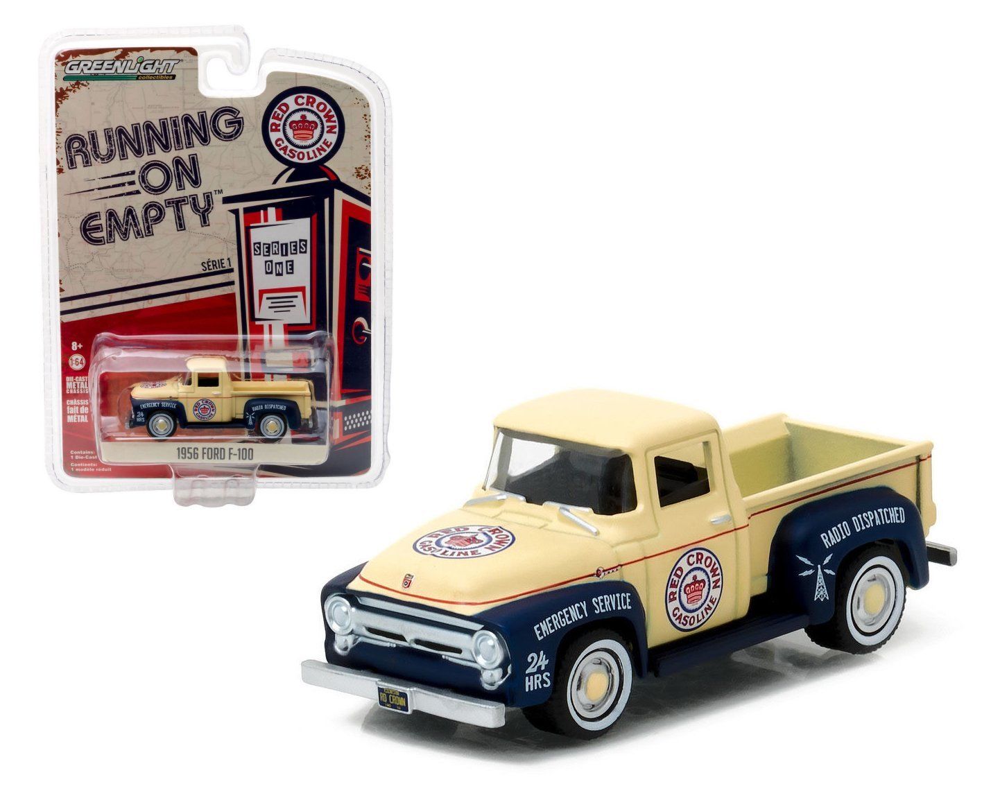 GREENLIGHT 1:64 RUNNING ON EMPTY SERIES 1 - 1956 FORD F-100 - RED CROWN GASOLINE 41010-A