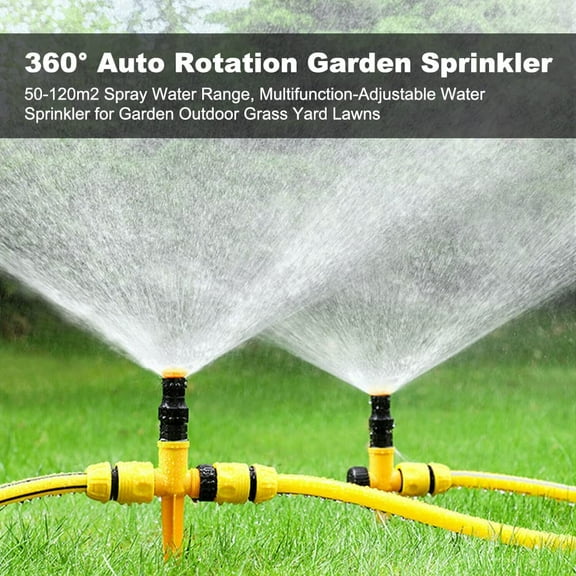 Three Piece Garden Sprinkler, 360 Degree Lawn Sprinkler, Rotary Sprinkler, Automatic Sprinkler, Adjustable Lawn Irrigation Spray, Garden, Yard, Plant, Flower, Vegetable Modoou