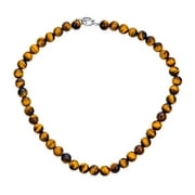 Bling Jewelry Womens Faceted Tiger Eye 8MM Bead Strand Necklace with Silver Toggle Clasp for Men
