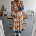 thumbnail image 2 of Pompotops Robe de Mode pour Femmes à Manches Longues Col en V Imprimée pour Vacances d'Automne en Solde, 2 of 6