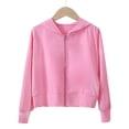 thumbnail image 3 of Girls Sun Protection Hoodie Jacket Casual Long Sleeve Zipper Up Hooded Coat Loose Breathable Summer Cooling Hiking Outerwear 4-13 Years, 3 of 6