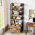 thumbnail image 4 of Tribesigns 5-Tier Bookshelf, 70.86 in. Industrial Bookcase with 2 Drawers for Living Room, Bedroom, Home, Office, 4 of 5