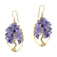 thumbnail image 2 of AeraVida Exquisite Classy Purple Amethyst Healing Charm Tree of Life Filigree Brass Earrings, 2 of 4