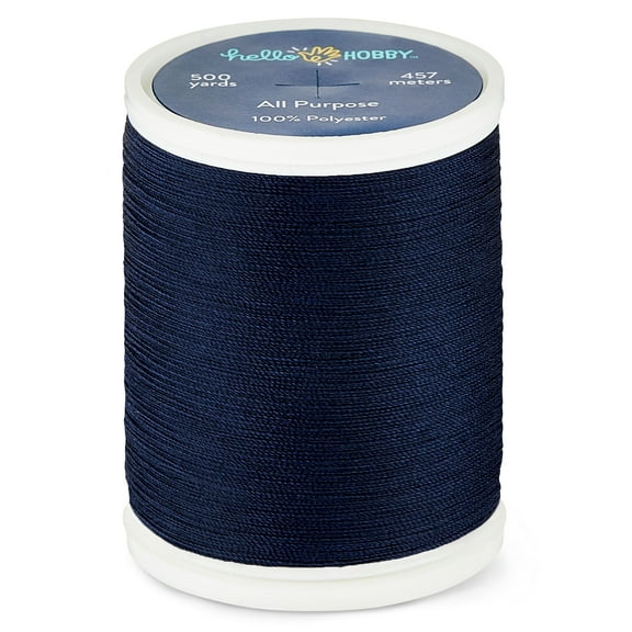 Hello Hobby Deep Blue 100% Polyester All Purpose Thread, 500 Yards