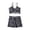 Black, variant on Brown Bikini Sets For Women Summer Casual Two Piece Retro Floral Print High Waist Boxer Swimming Trunks Suspenders Drawstring Lace Up Top For Beach Play