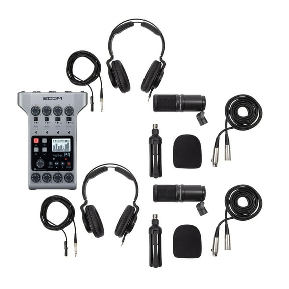 Zoom PodTrak P4 Portable Multitrack Recorder Bundle with ZDM-1 Podcast 2-Pack