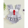 thumbnail image 2 of Nygoyerh Newborn Baby Girls Tutu Romper Dress 3M 6M 12M 18M Red Bobbles Lace Patchwork Bodysuits Ruffles Fly Sleeve Jumpsuits Infant Clothing, 2 of 8