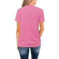 thumbnail image 6 of Pink S WIZUTIZ Tops for Women up to 50% Off Cotton Blend Plus Cotton Linen Vintage Blouse Solid Ultra Soft Ladies Tshirts Casual Round Neck Tops Linen Plus Size Tee Fluffy Short Sleeve Tshirt Shirts, 6 of 6