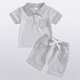 thumbnail image 6 of Baby Boy Summer Clothes Short Sleeve Polo Shirts Shorts Set Pique Beach Outfits,Grey, 6 of 7