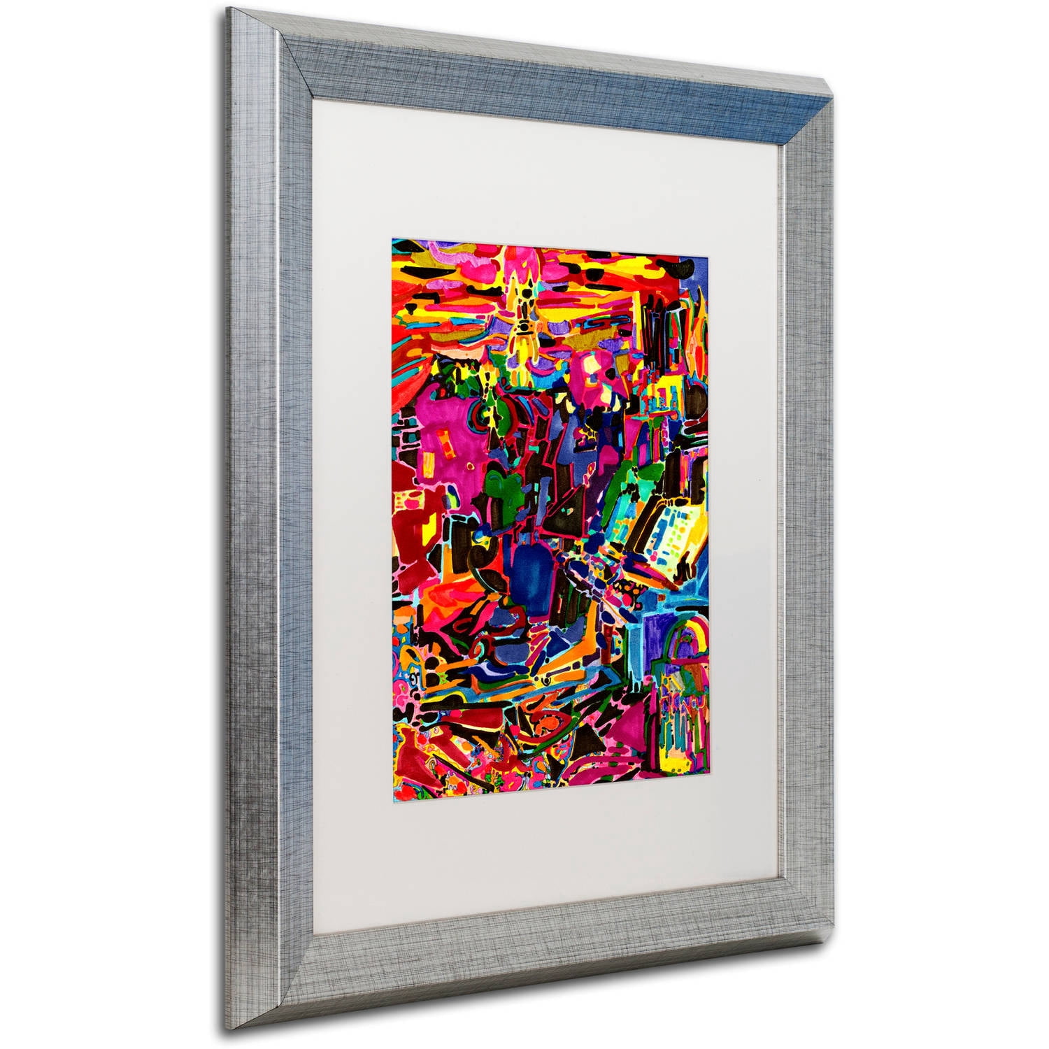 Trademark Fine Art "Fire In The Arcade" Canvas Art by Josh Byer, White Matte, Silver Frame