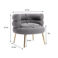 thumbnail image 7 of Modern Velvet Single Sofa Chair, Upholstered Accent Living Room Chair, Comfy Armchair with Rose Golden Metal Legs, Tufted Chair for Reading or Lounging, for Small Space Home, Office, Dark Gray, 7 of 7