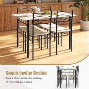 Costway 5 Piece Dining Table Set 29.5 with 4 Chairs Wood Metal Kitchen Breakfast Furniture Natural