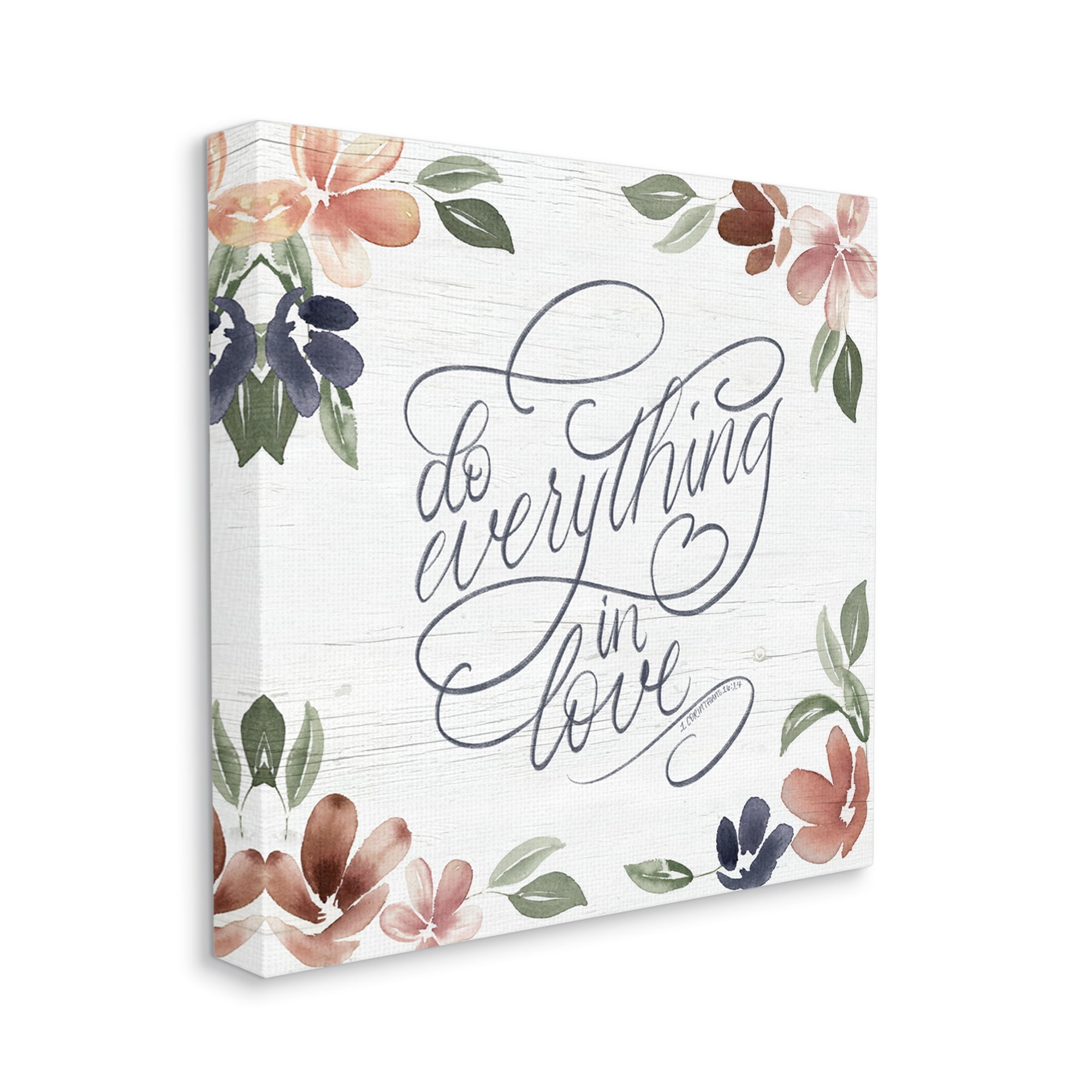 Stupell Industries Everything in Love Phrase Botanical & Floral Painting Gallery Wrapped Canvas Art Print Wall Art, 17 x 17