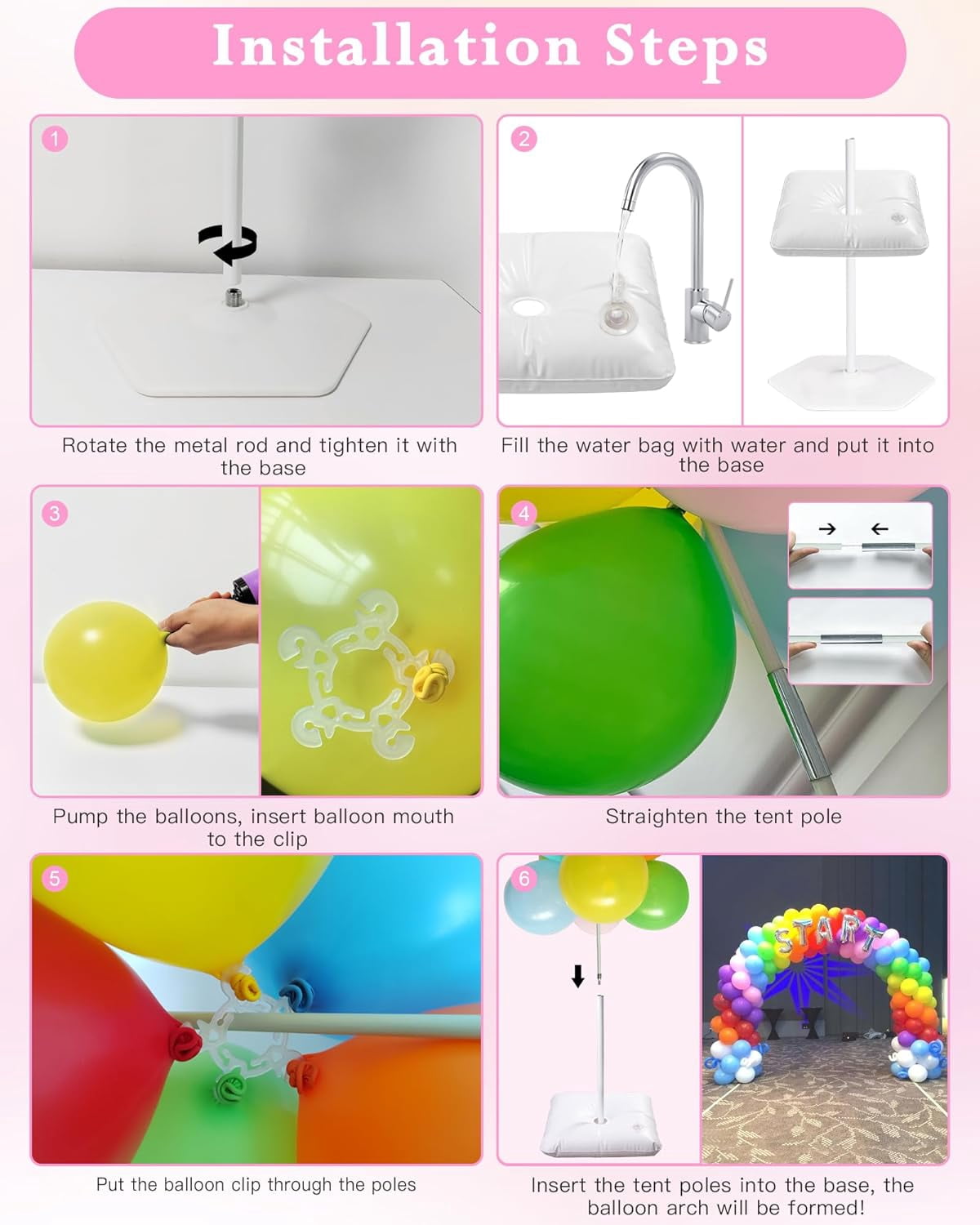 21ft Balloon Arch Stand Kit, Free Combination in Width and Height (e.g. 10ft x 7.5ft), Convenient to Assemble and Disassemble, Not Include Balloons