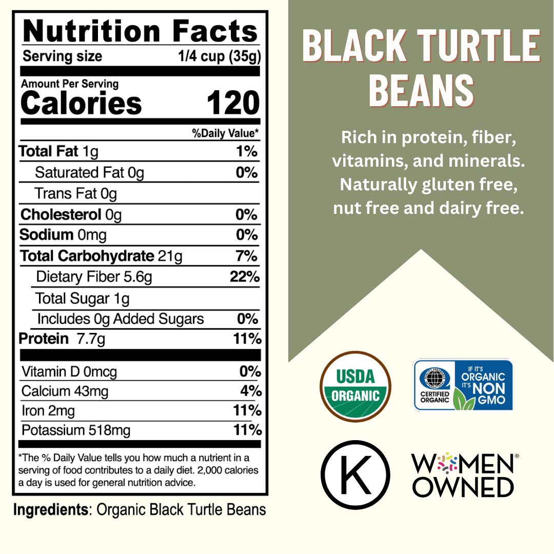 Black Bean Turtle, 40LB Emergency Bucket, USA Grown, USDA Certified Organic & GMO Free, Sustainable Farming Practices-Mountain High Organics