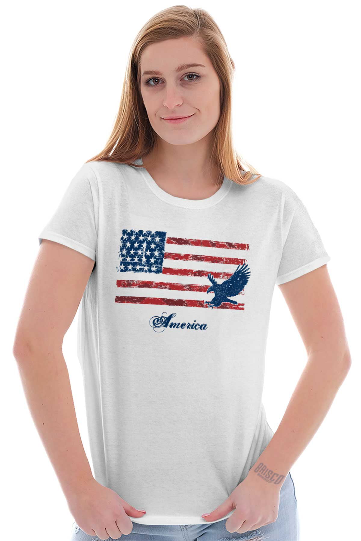 Brisco Brands - American Flag Tees Shirts Tshirts For Womens Bald Eagle ...