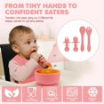thumbnail image 6 of Sili Monster Baby Silicone Feeding Set with Sippy Cup Suction Plate Bowl Utensils Cup (Petal Pink), 6 of 7