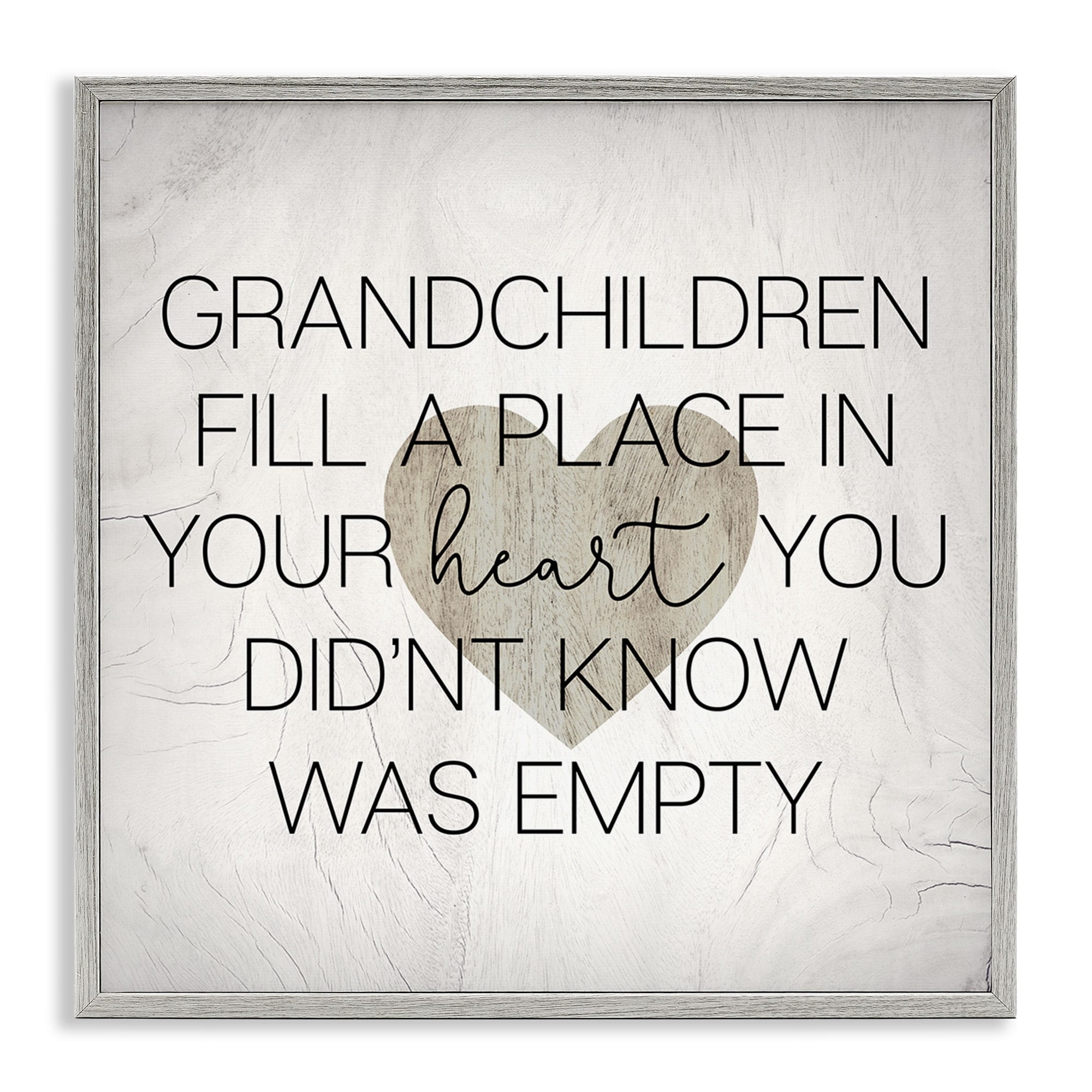 Stupell Industries Heartwarming Grandchildren Quote Rustic Country Heart Symbol Framed Wall Art, 12 x 12, Design by Daphne Polselli