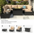 thumbnail image 6 of Phonjoroo Outdoor Patio Furniture Set with Fire Pit Table, 8 Pieces Wicker Patio Sectional Furniture, Patio Conversation Couch Seating & 42" Fire Pit, 6 of 10