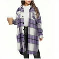 thumbnail image 2 of Womens Plaid Shacket Jacket Titcea Fall Lapel Long Sleeve Button Up Flannel Shirt with Pockets Trendy Cozy Winter Woolen Coats, 2 of 3