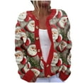 thumbnail image 2 of Up to 65 off!Lolmot Ugly Christmas Sweaters for Women Christmas Cardigans Funny Xmas Open Front Button Down Knit Coat Outwear, 2 of 3